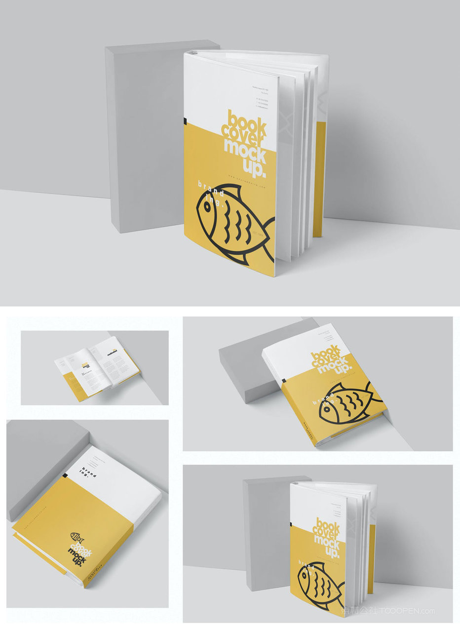 简约灰色空间场景画册样机4套