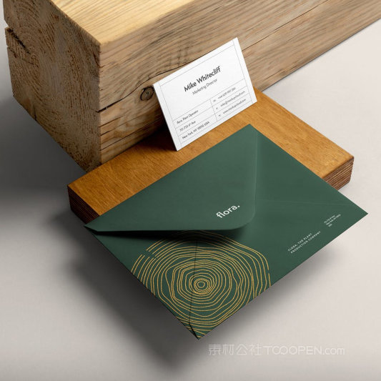 名片信封邀请函贴图样机