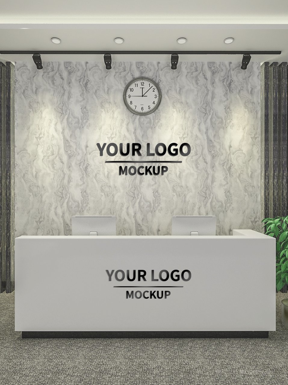企业前台vi形象墙logo标志样机前台样机 (4)