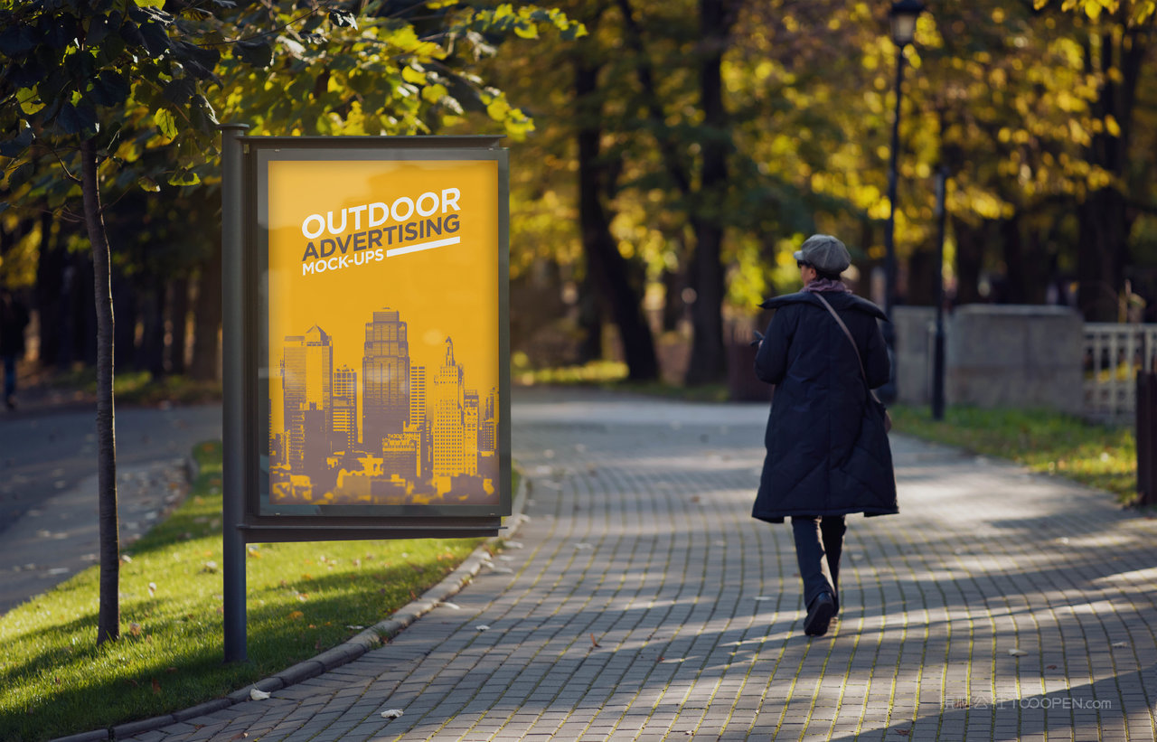 公园广告牌灯箱样机