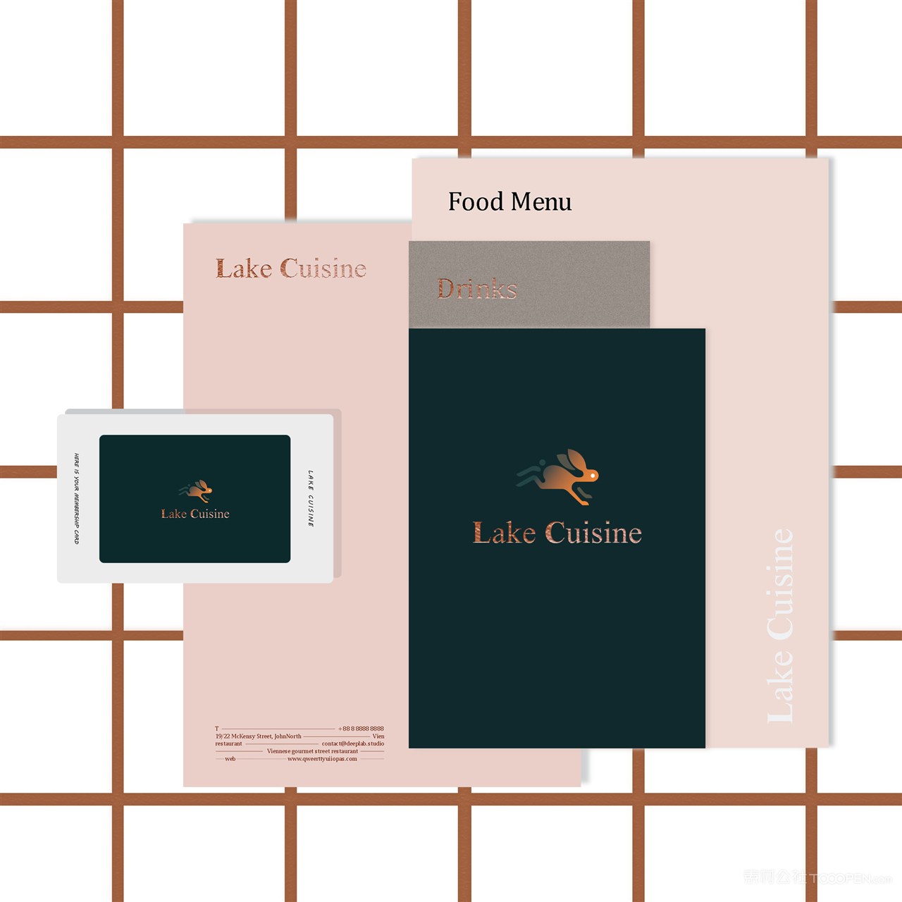 餐厅VI会员卡菜单贴图样机