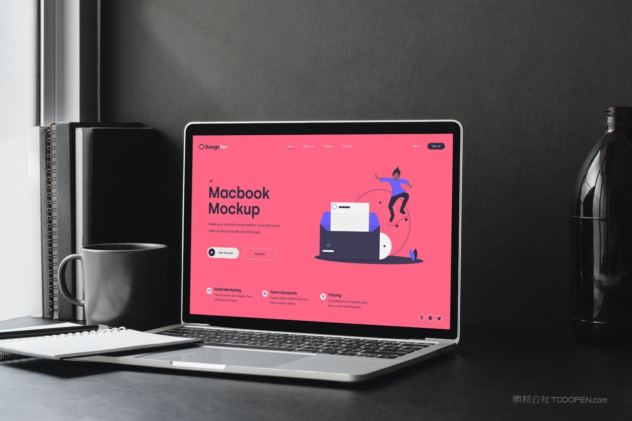 【2004期】卡通可爱苹果笔记本电脑ui界面样机 (4)