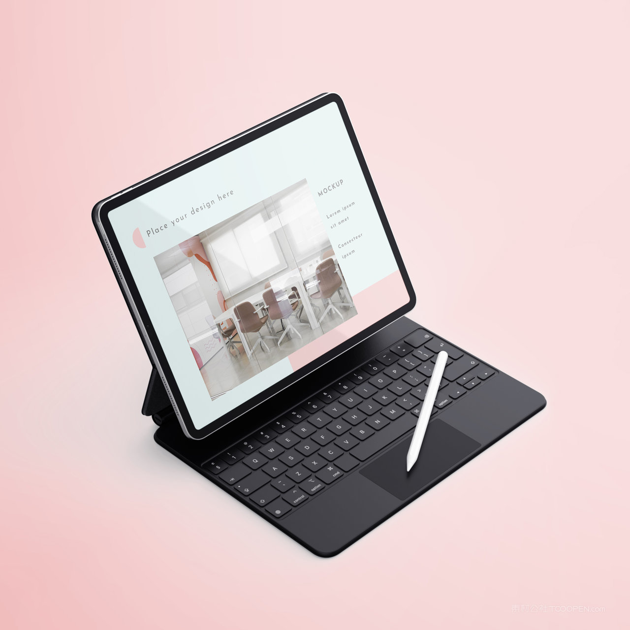 带键盘的平板电脑ipad贴图样机