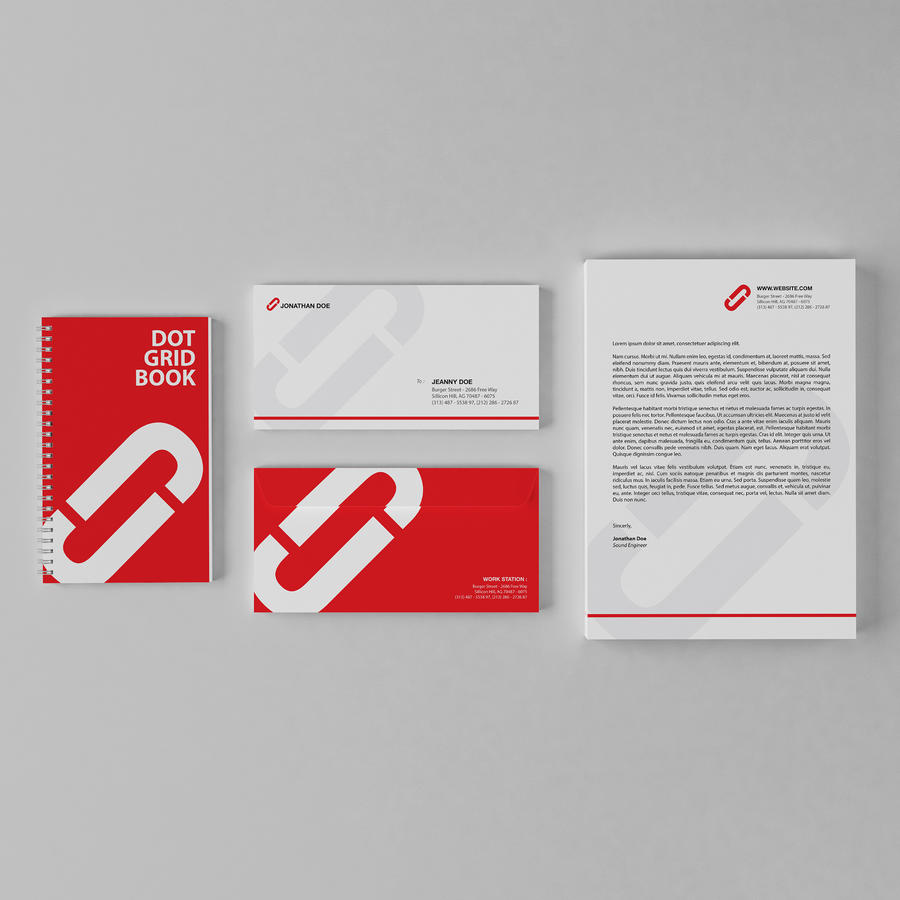 红色精致办公用品品牌vi样机