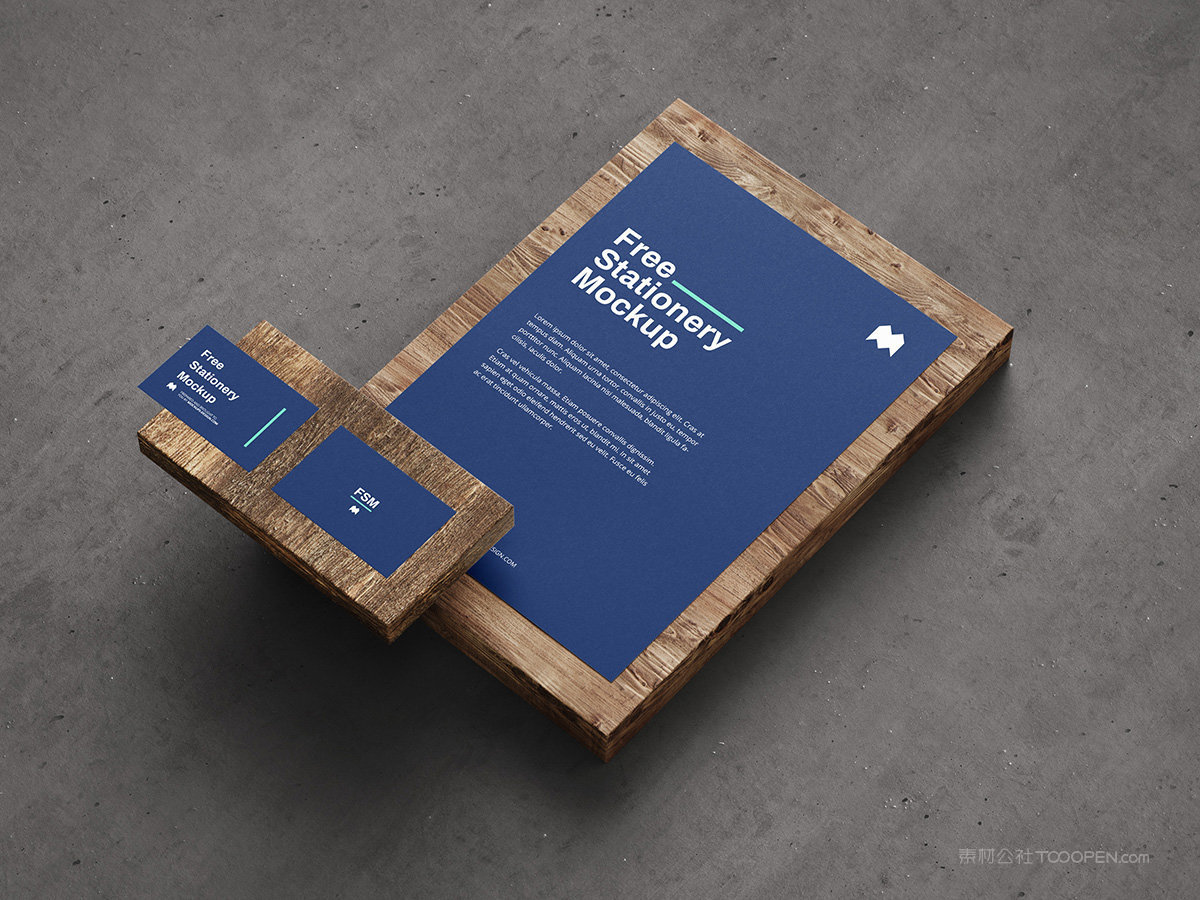 高档蓝色背景名片蓝色单页VI样机贴图素材