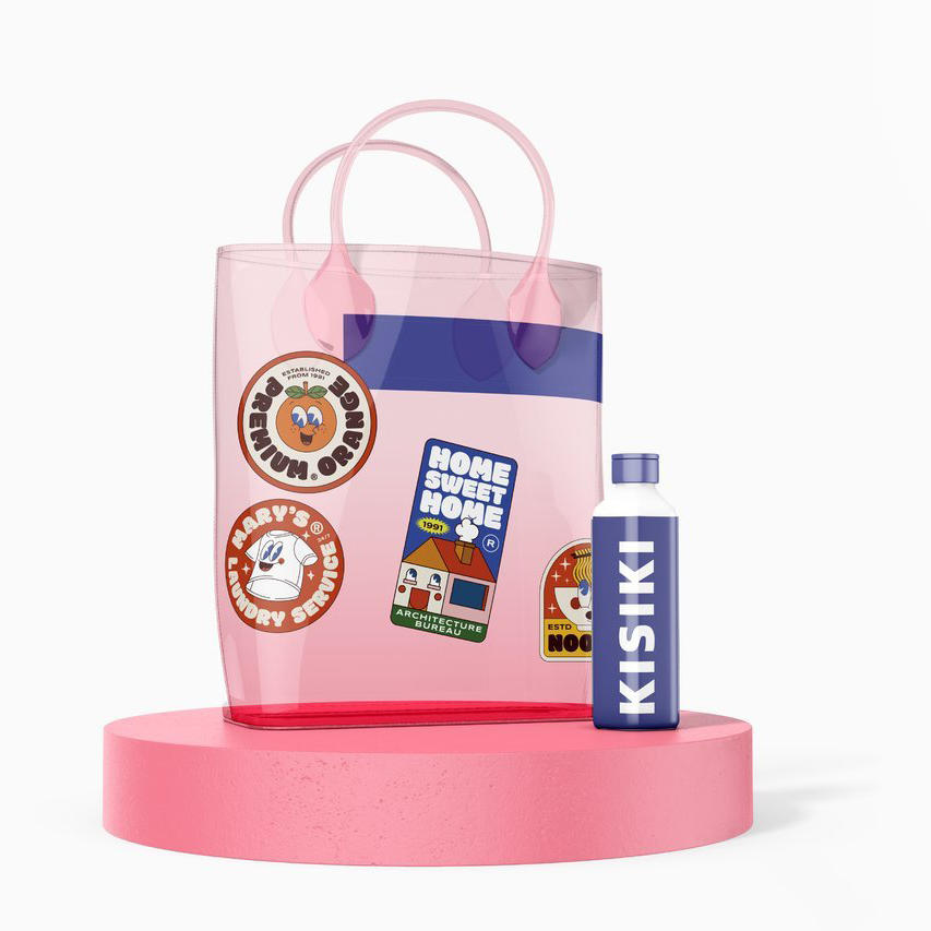 潮流透明塑料pvc手提袋拎袋样机 (2)