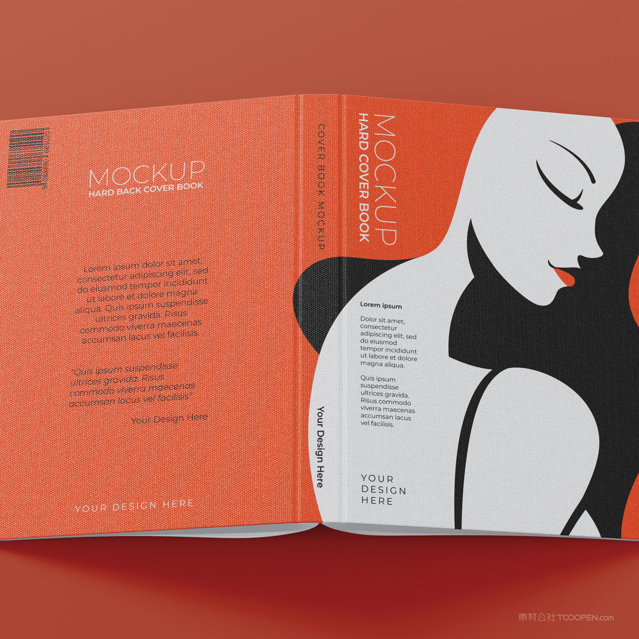 书本封面封底设计贴图样机