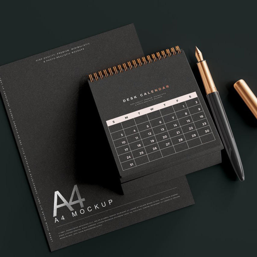 商务黑色台历日历样机 (9)