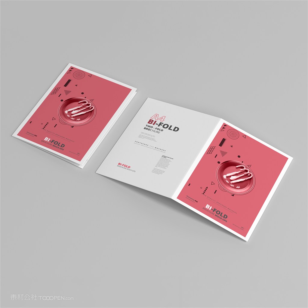 a4双折页小册子正反面贴图样机