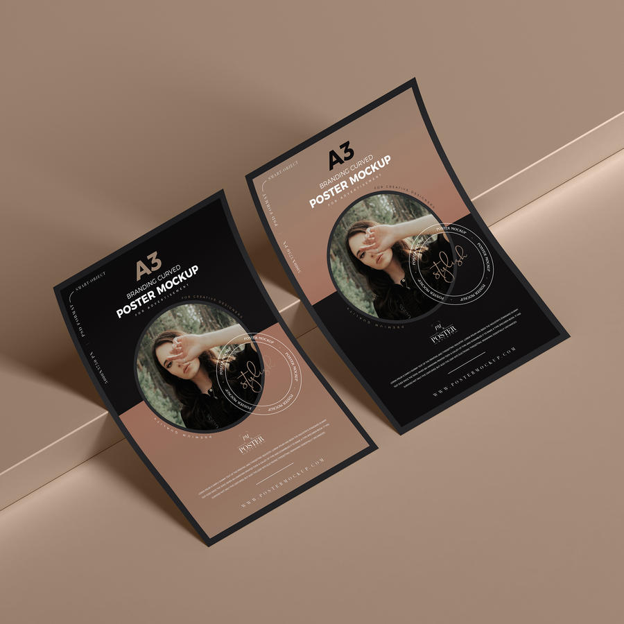 A3弧形海报样机