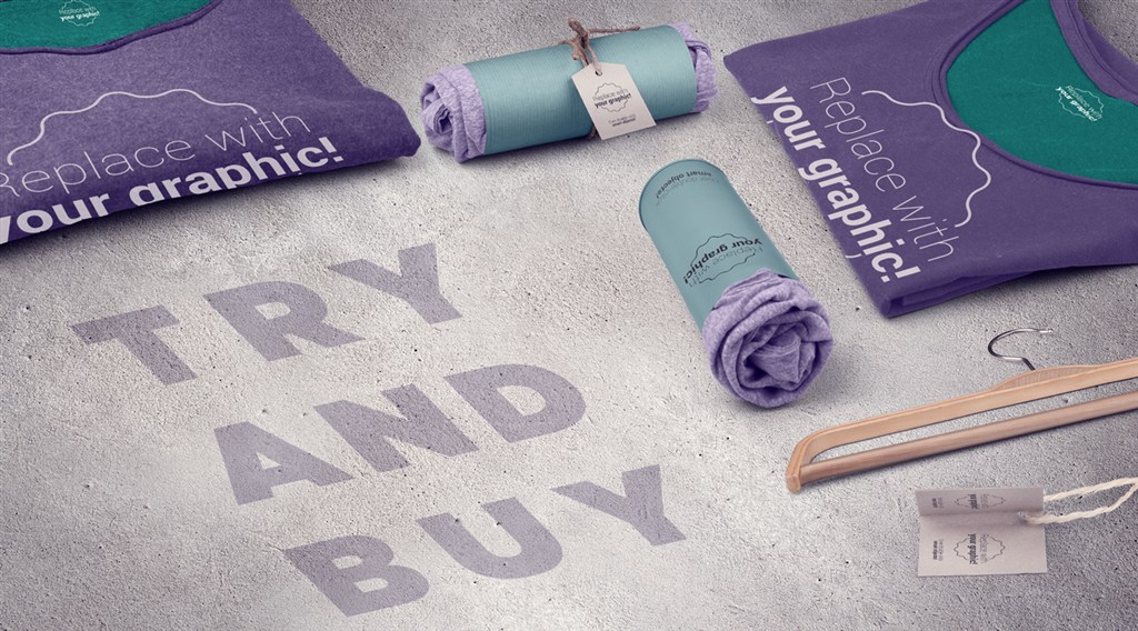 T恤卷曲包装衣架标签样机