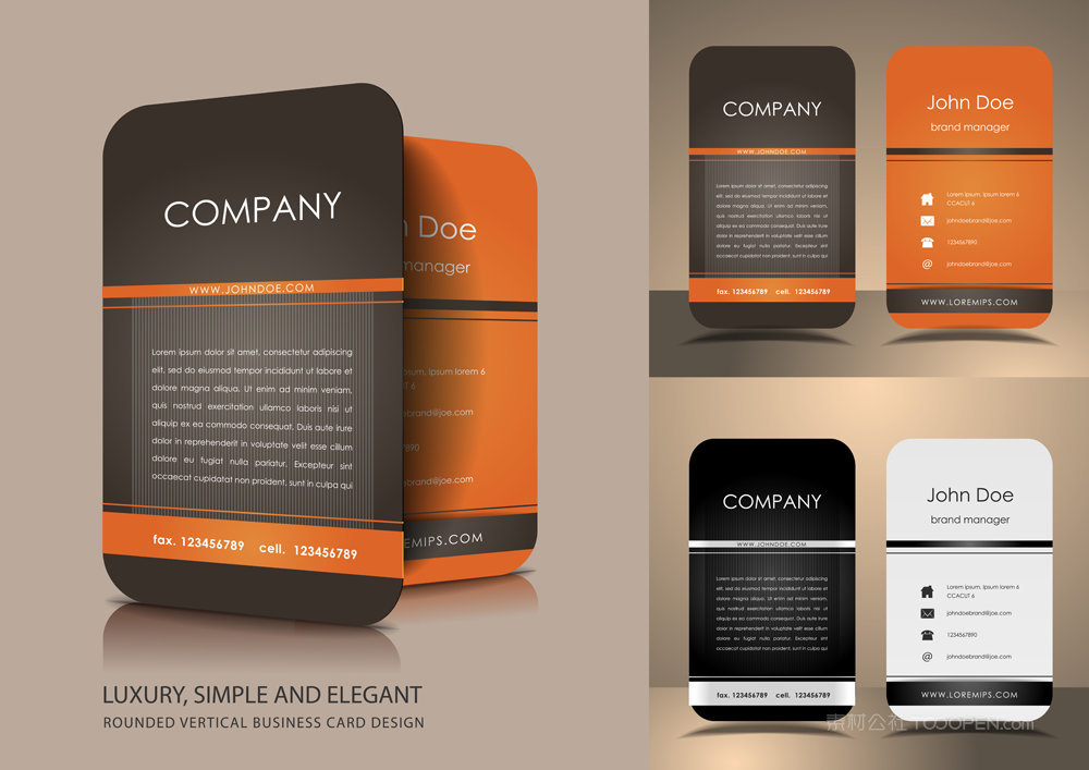 简约橙色灰色商务企业宣传单双面VI设计模板矢量素材