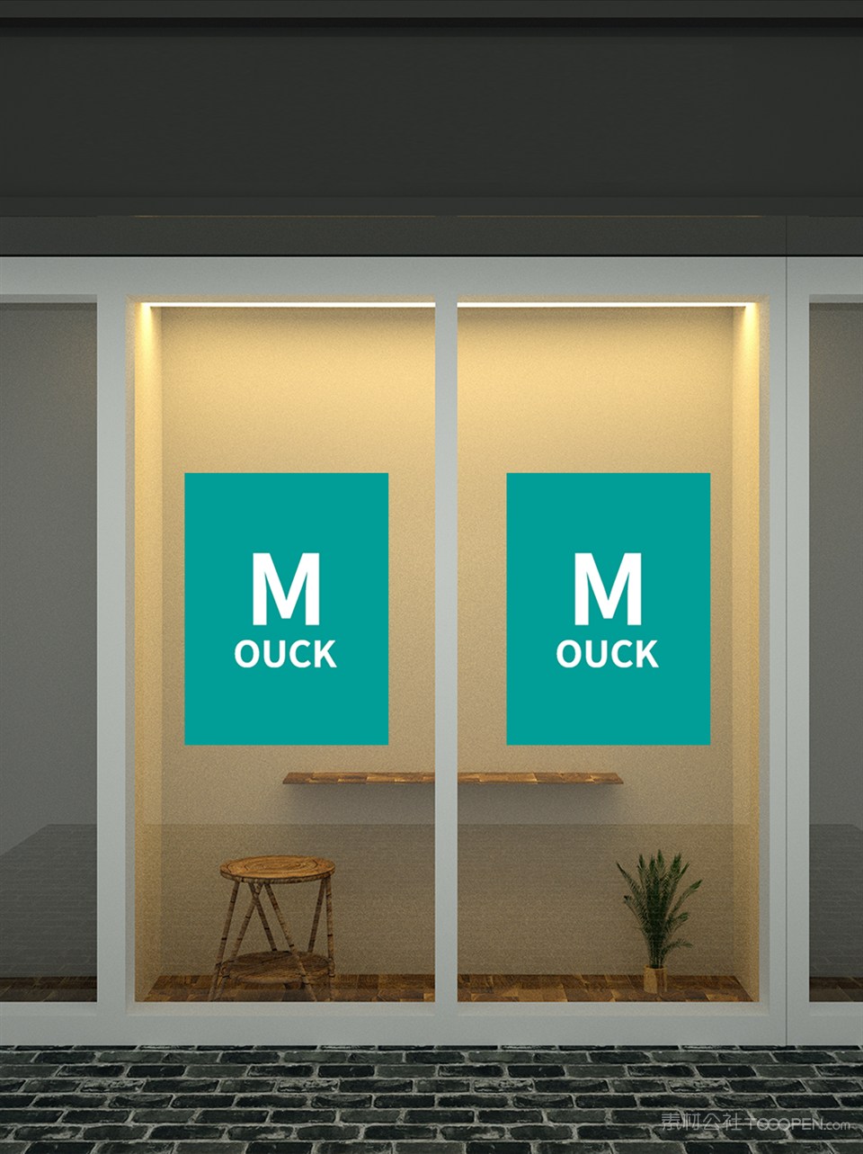 店铺玻璃门场景海报样机