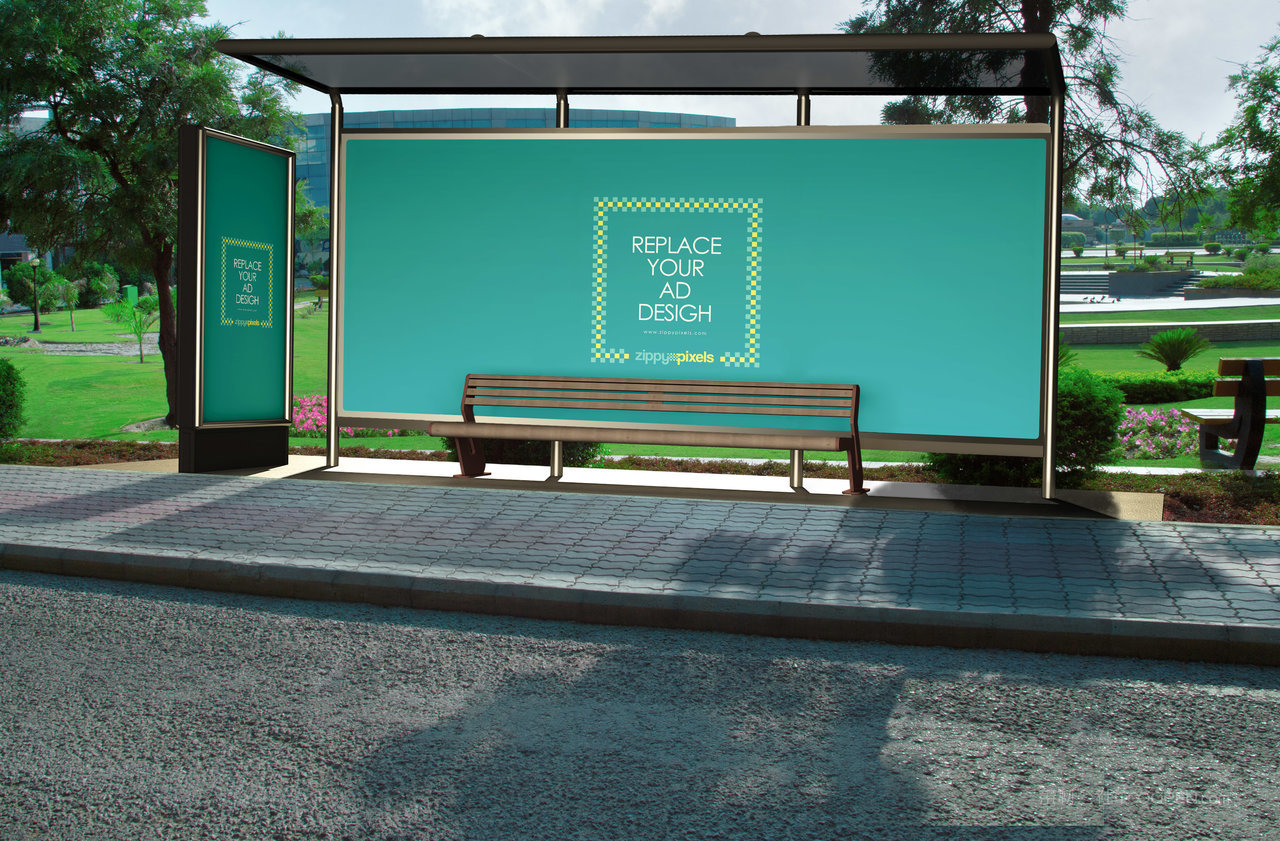 公交站牌巴士车站广告样机
