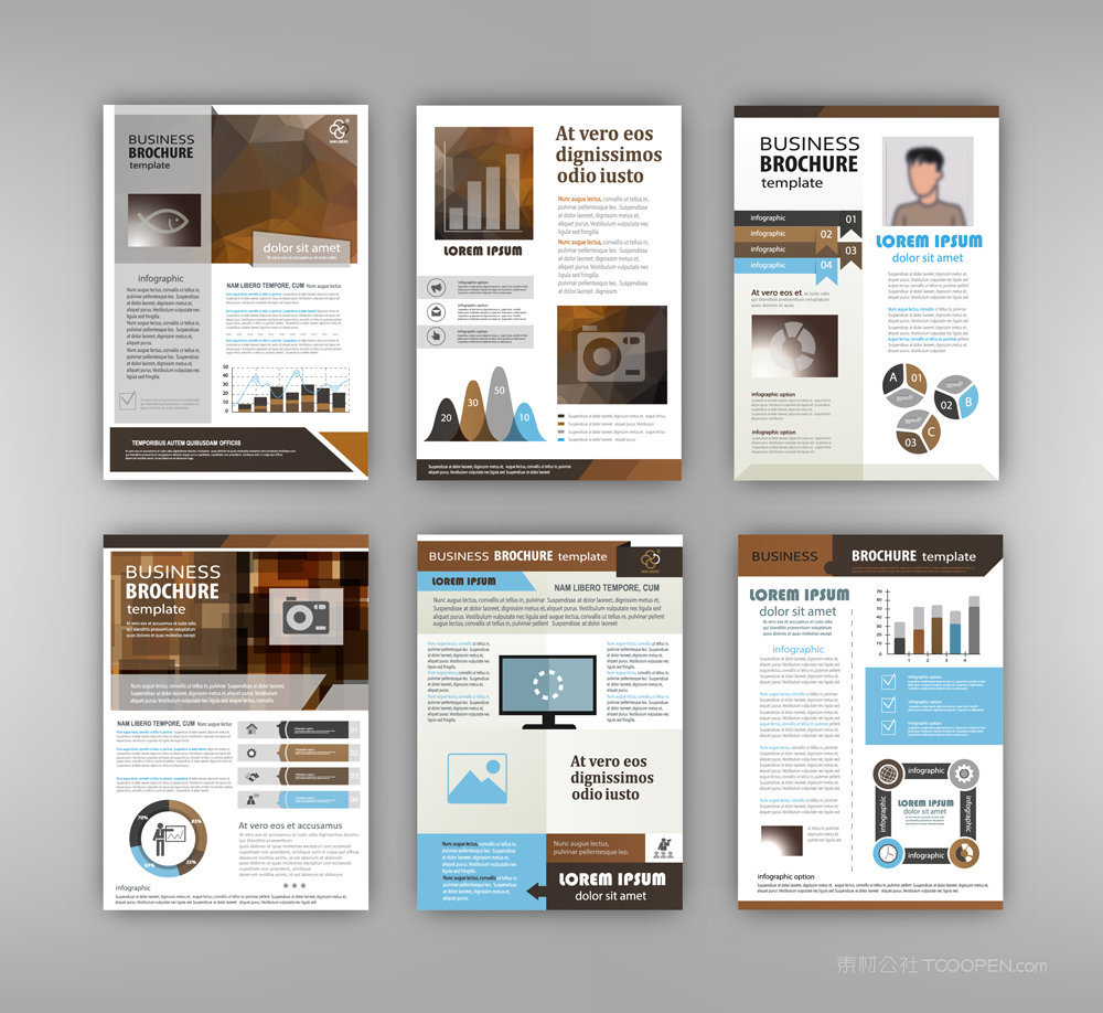 稳重大气棕色色系商务公司宣传册VI模板排版设计矢量素材