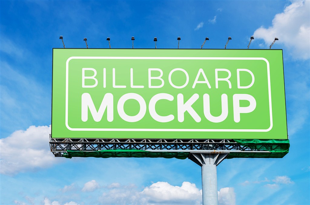 高速公路户外大型T牌广告牌样机图片下载