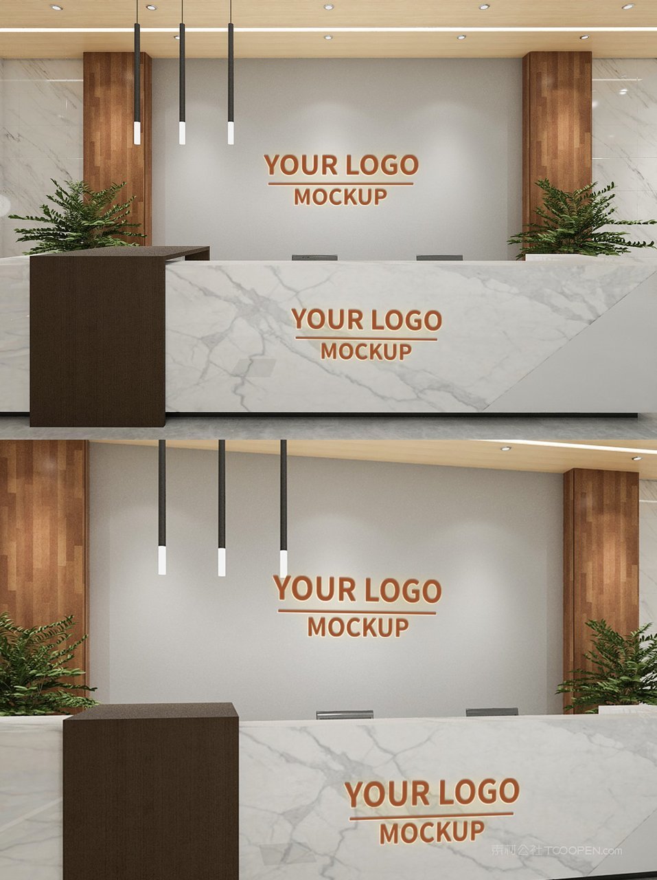 公司大门前台形象墙logo标志样机公司企业前台样机 (2)