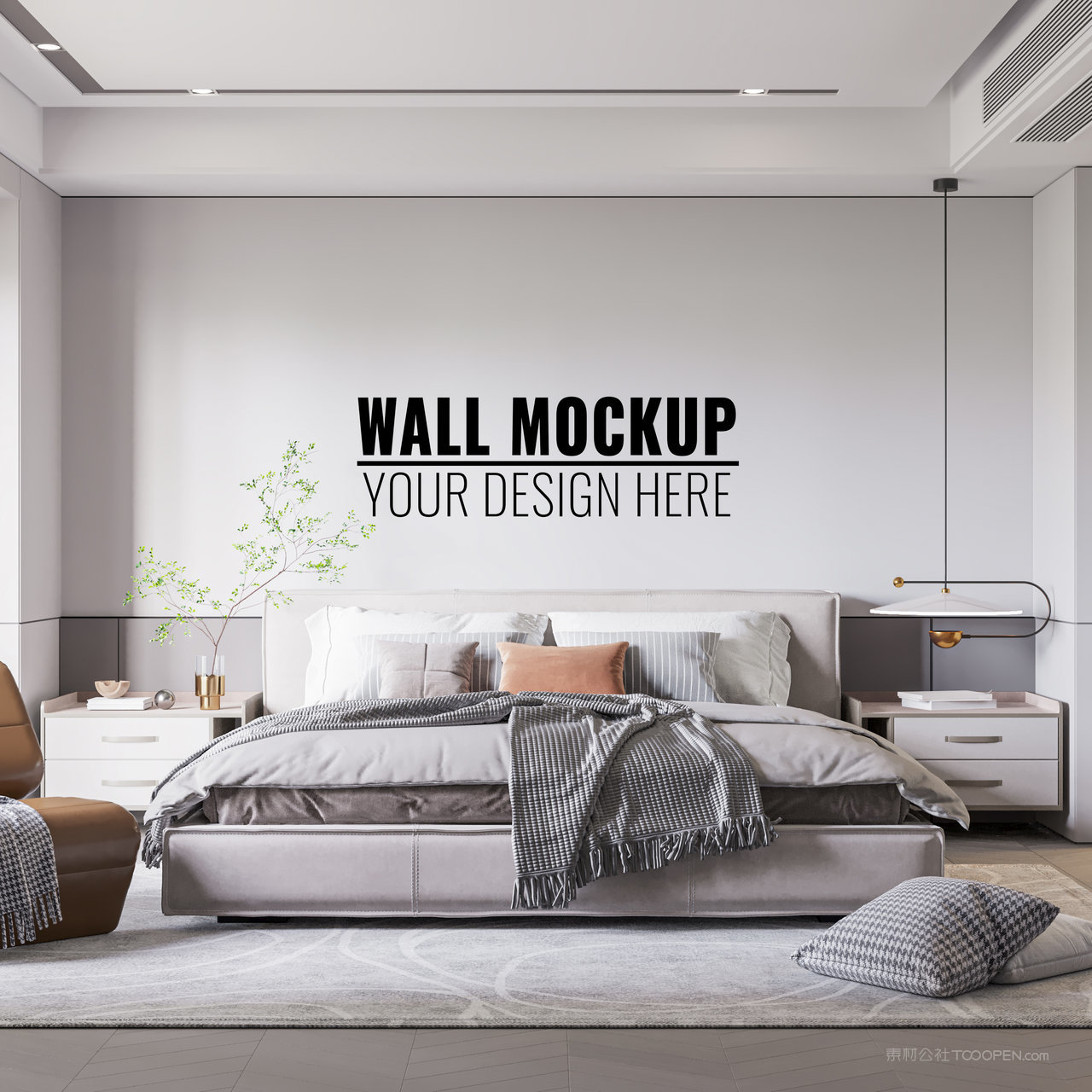 卧室背景墙墙面贴图样机