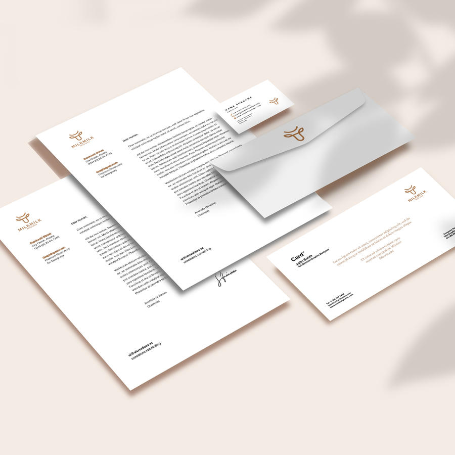乳制品VI文档信封名片贴图样机