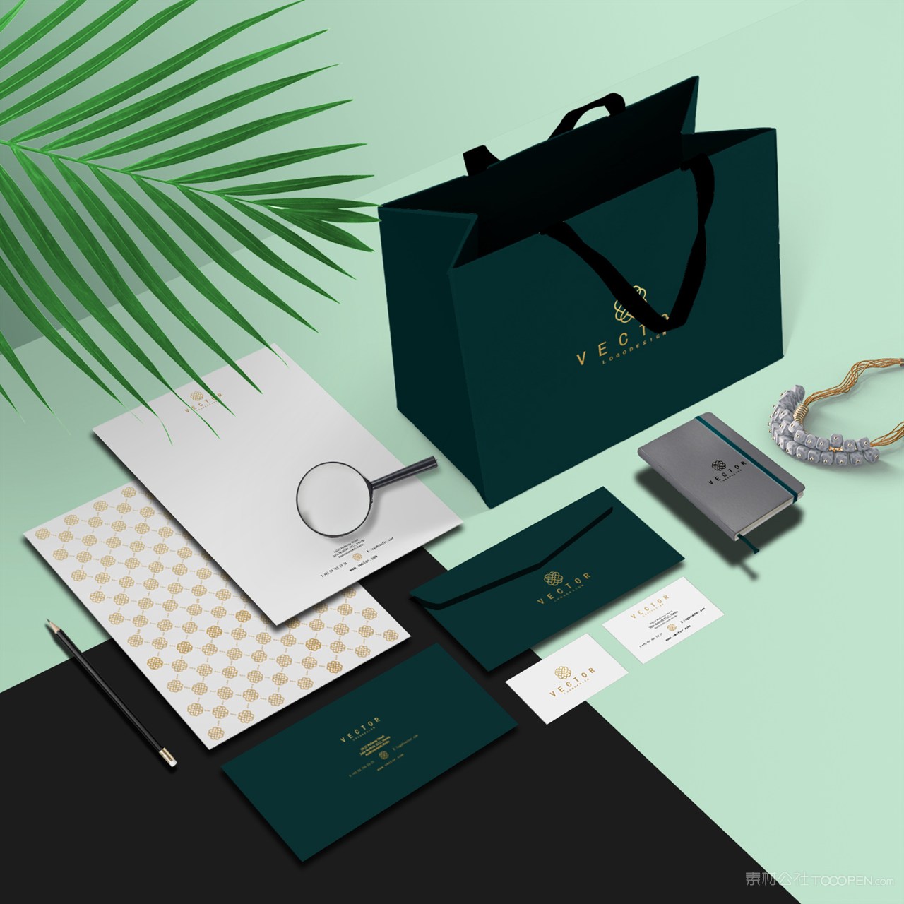 珠宝店vi宣传单邀请函名片手提袋贴图样机