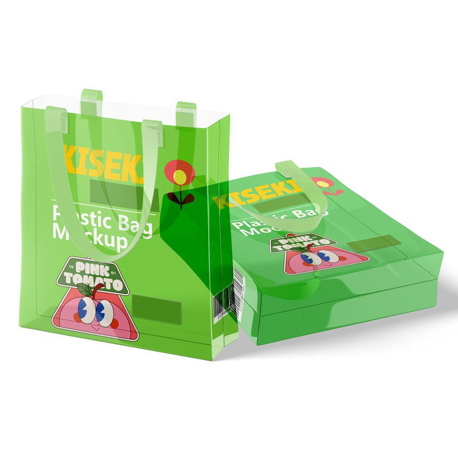 潮流透明塑料pvc手提袋拎袋购物包文创样机 (1)