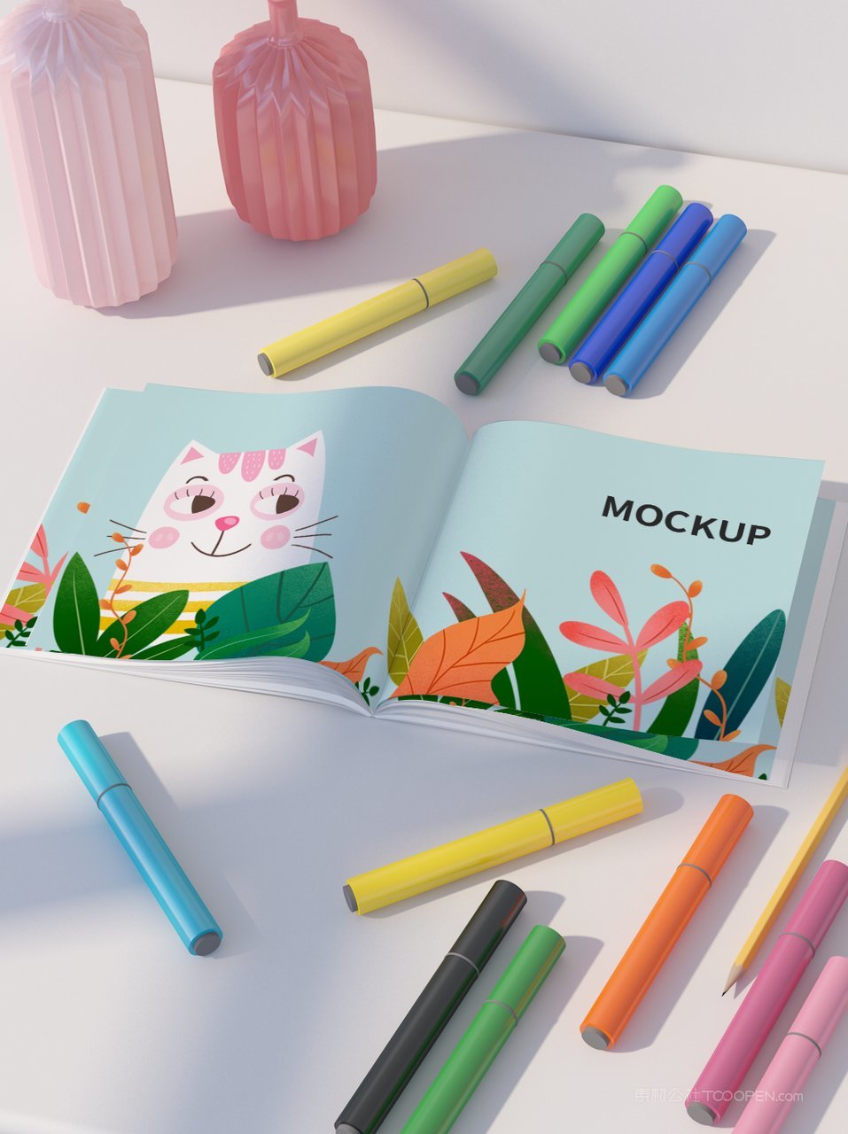 卡通可爱儿童读物绘本样机 (9)