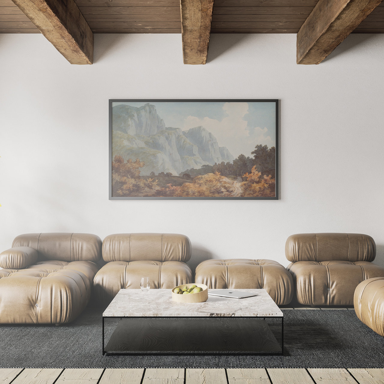 沙发背景墙挂画装饰画画框贴图样机