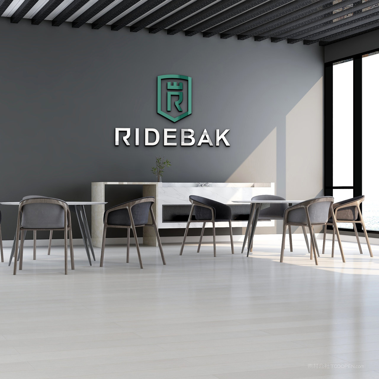 公司形象墙背景墙logo贴图样机