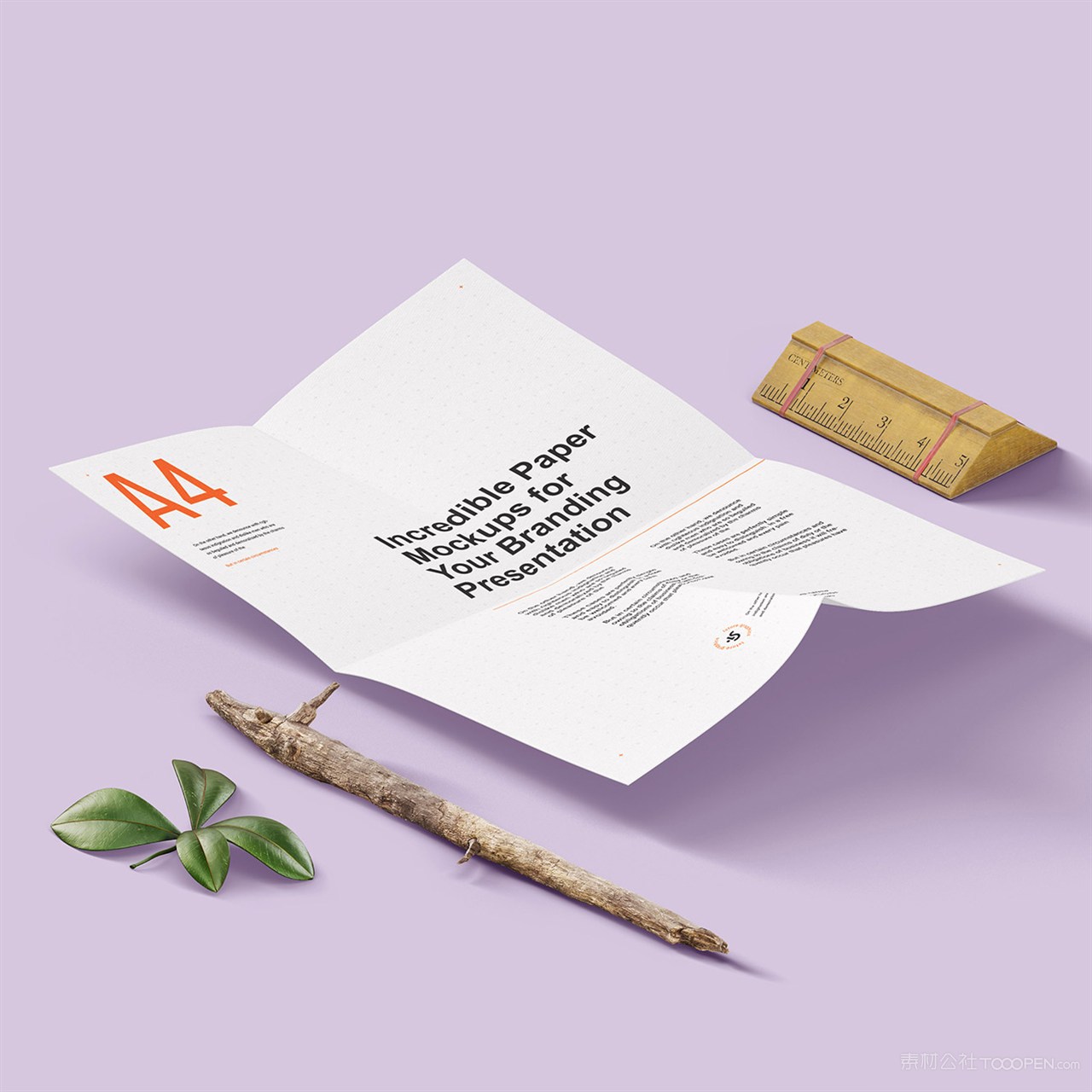树枝旁边的a4宣传单样机