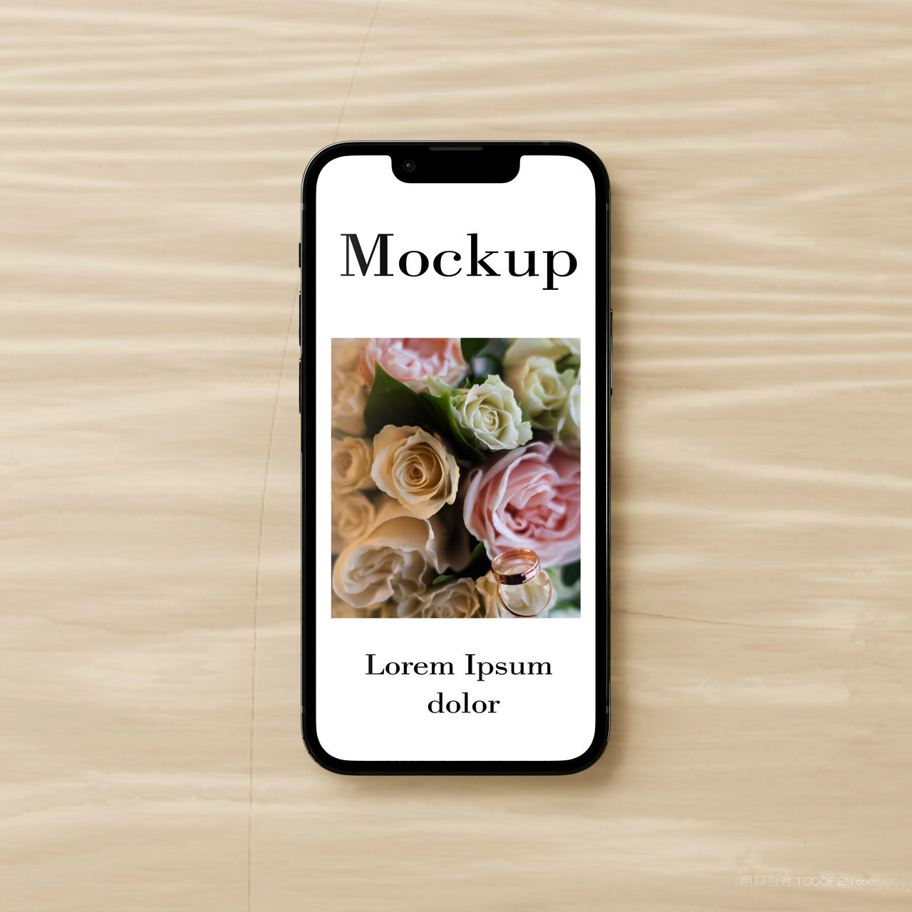 木板上的手机iPhone贴图样机