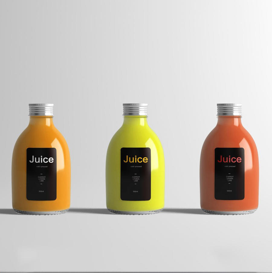 果汁饮料包装瓶贴透明玻璃瓶展示样机 (9)