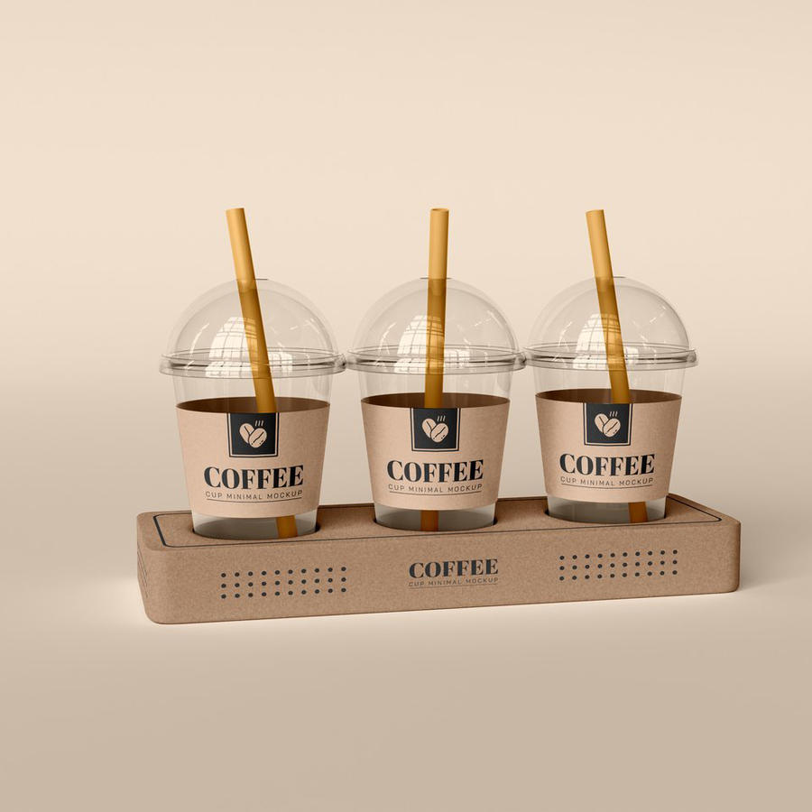 一次性透明奶茶杯外卖纸杯样机 (4)