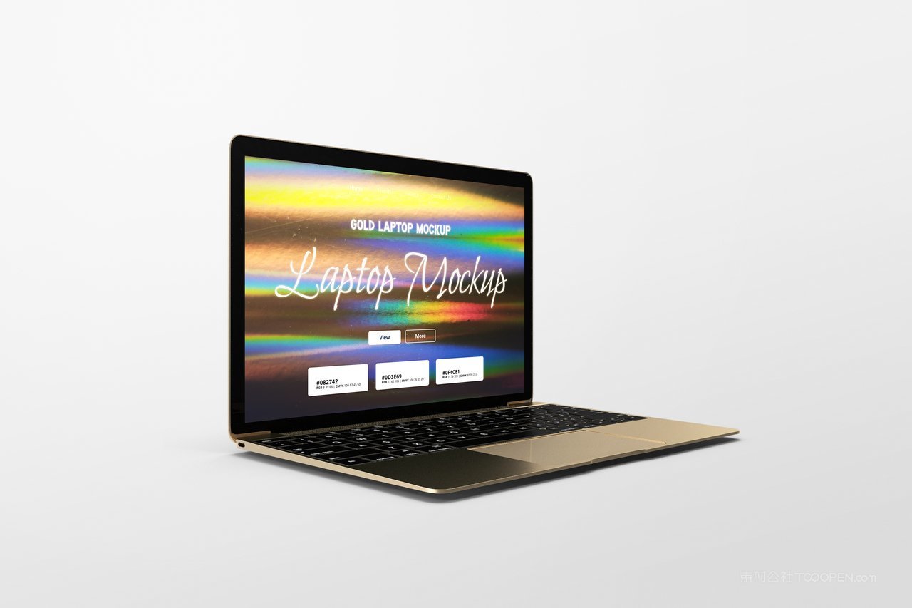 金色笔记本电脑样机