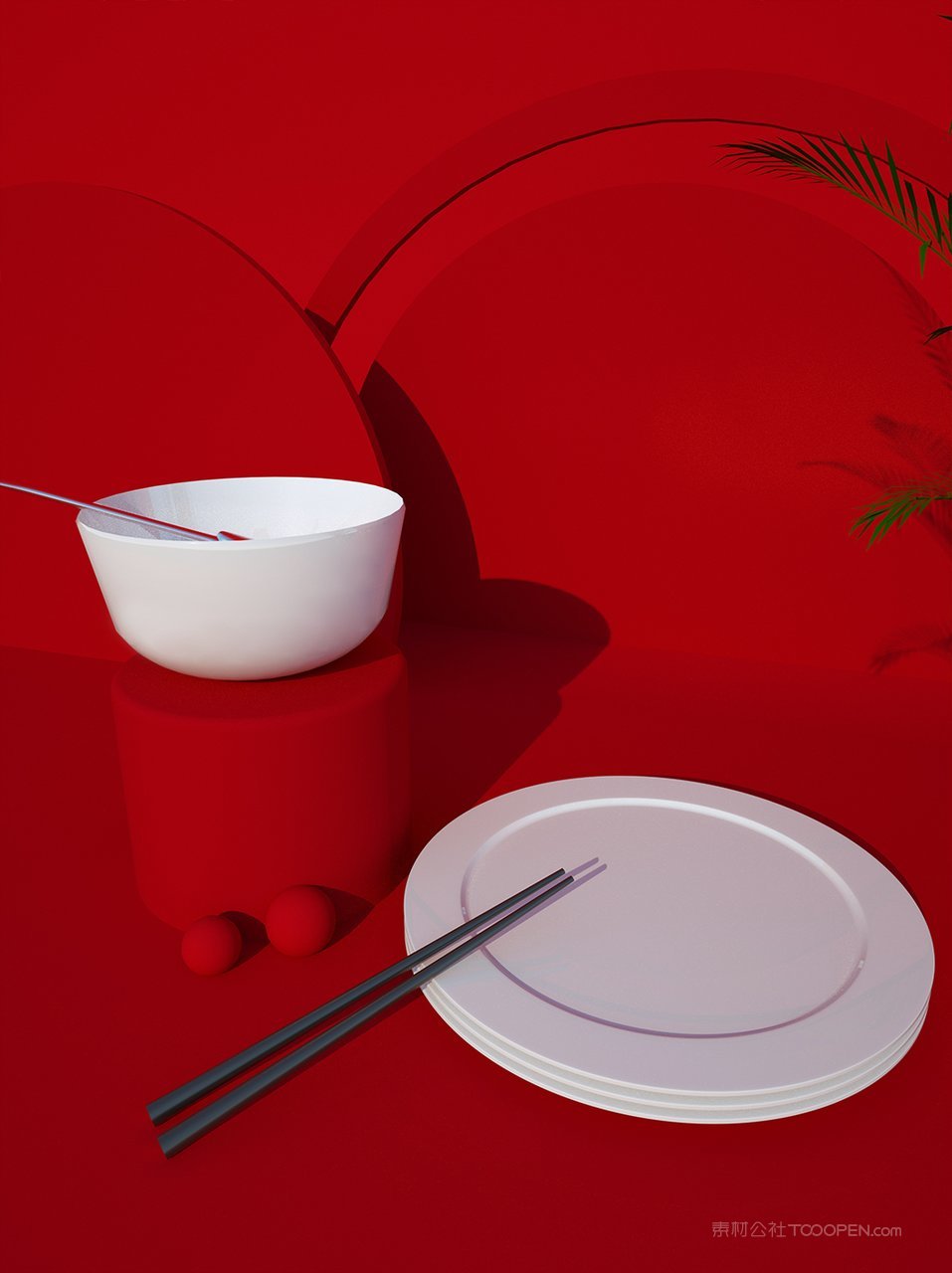 国潮中式景德镇瓷器碟子产品样机 (2)