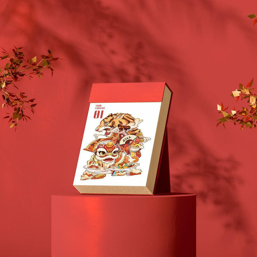 2022虎年喜庆红色贺岁文创场景样机 (2)