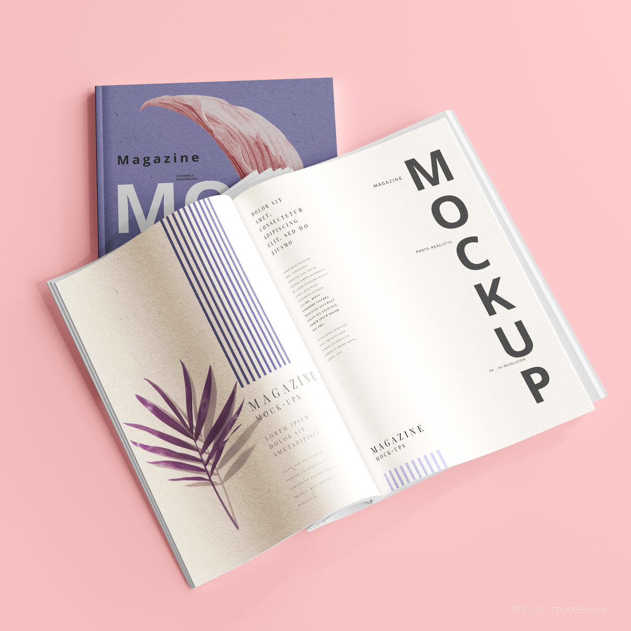 打开的书籍画册贴图样机