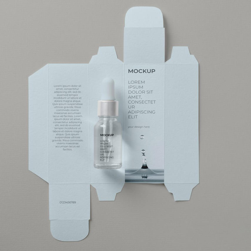 美妆化妆品面霜精华包装盒纸盒展开图样机 (5)