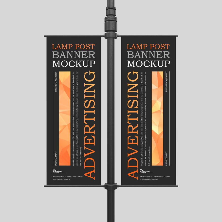 广告灯柱横幅样机