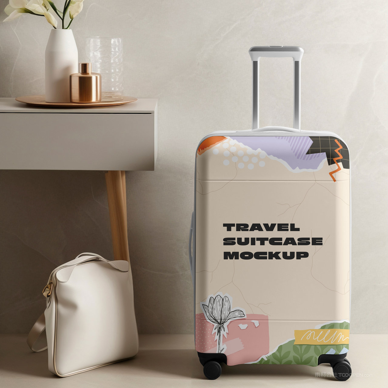 行李箱拉杆箱时尚箱包贴图样机