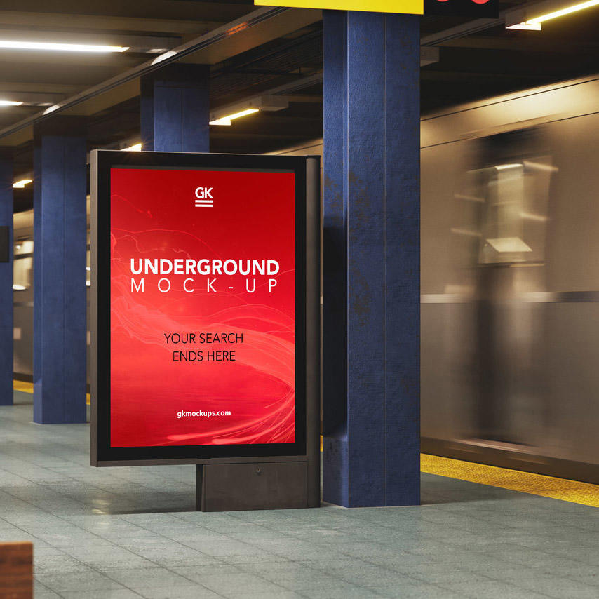 城市地铁站灯箱广告样机