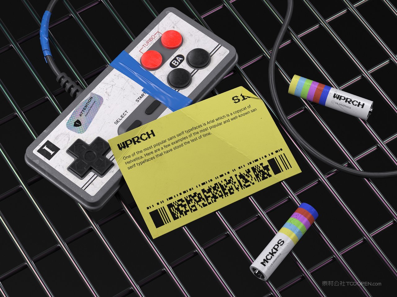 潮流复古废土工业风电脑手机数码科技文具包装贴图样机 (13)