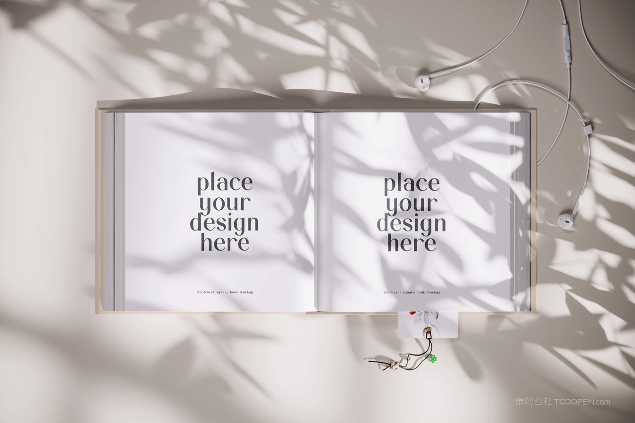 树叶阴影精装书画册样机