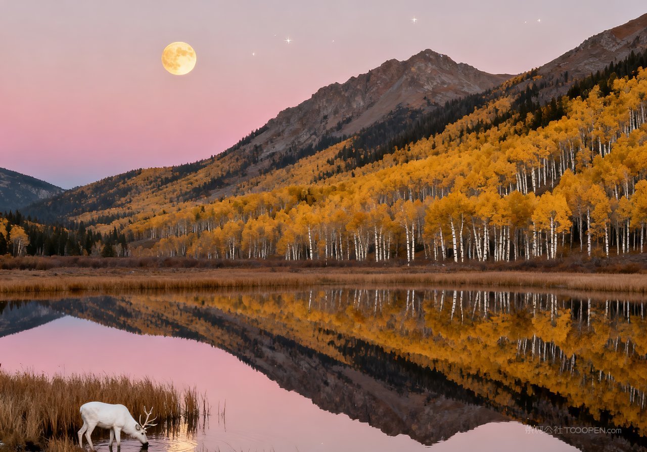 意境山峰秋季湖泊天空山水青山唯美