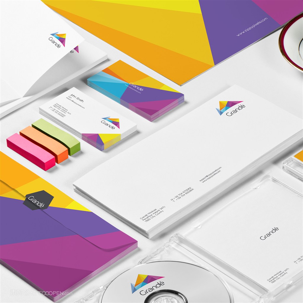 信纸信封CD光盘盘面盘盒包装名片样机