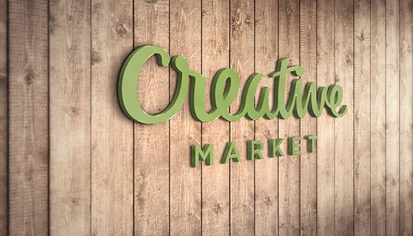 木板背景LOGO样机