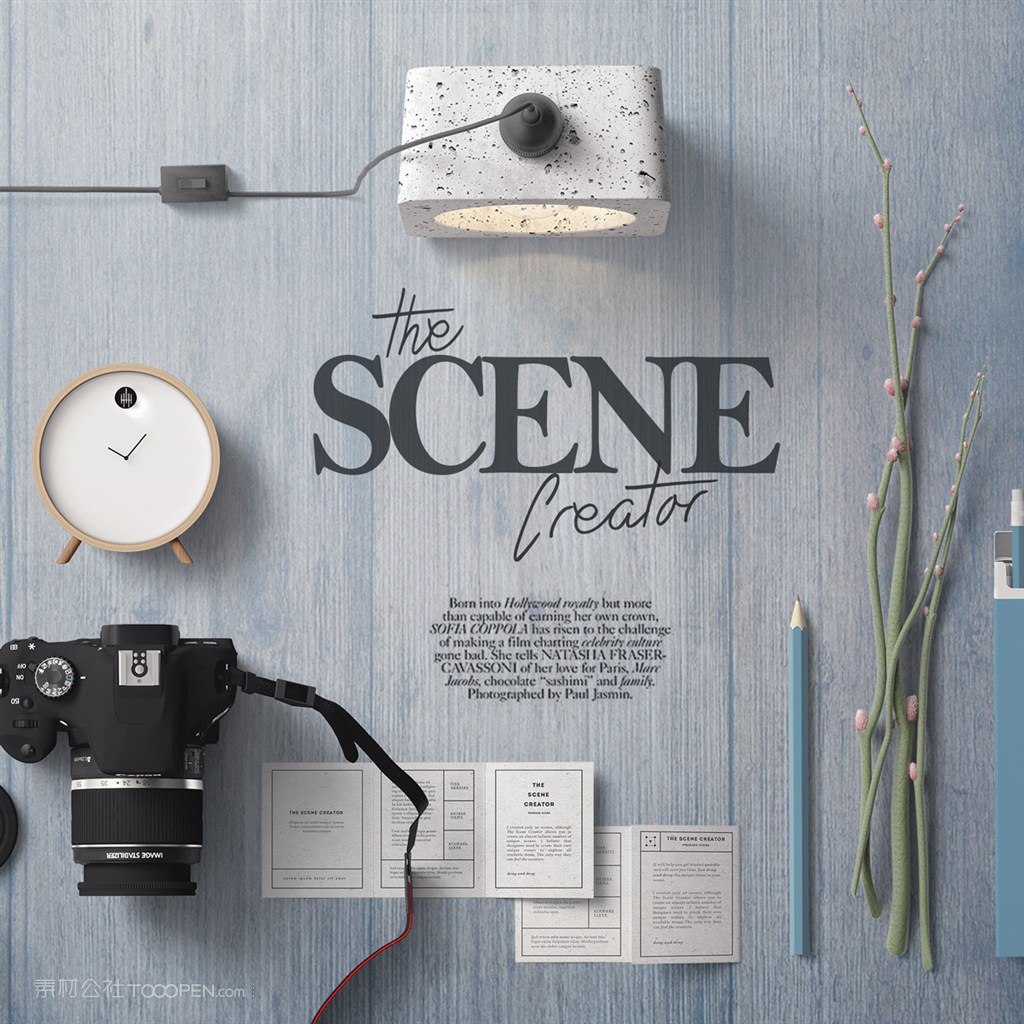 折叠卡片铅笔包装场景样机