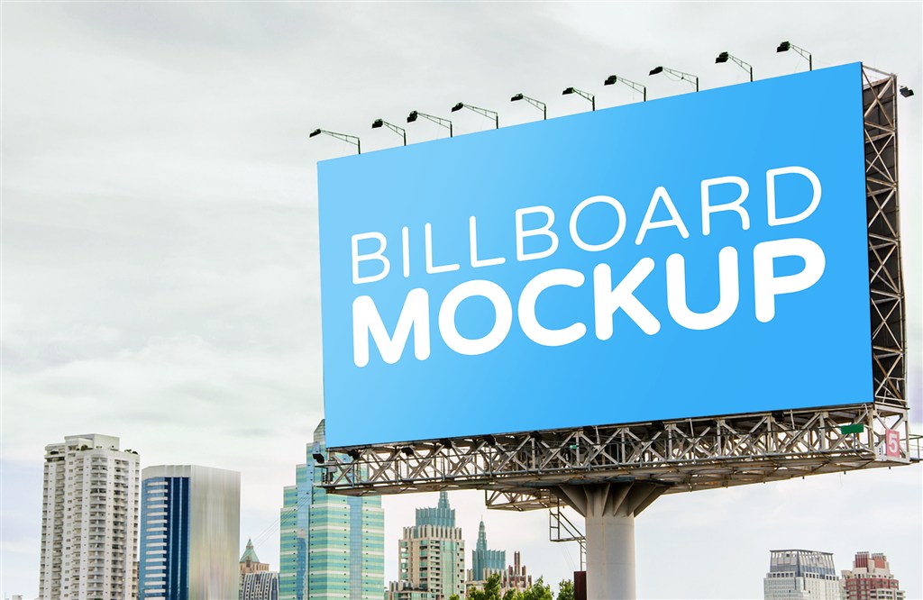 高速公路户外大型T牌广告牌样机图片场景下载
