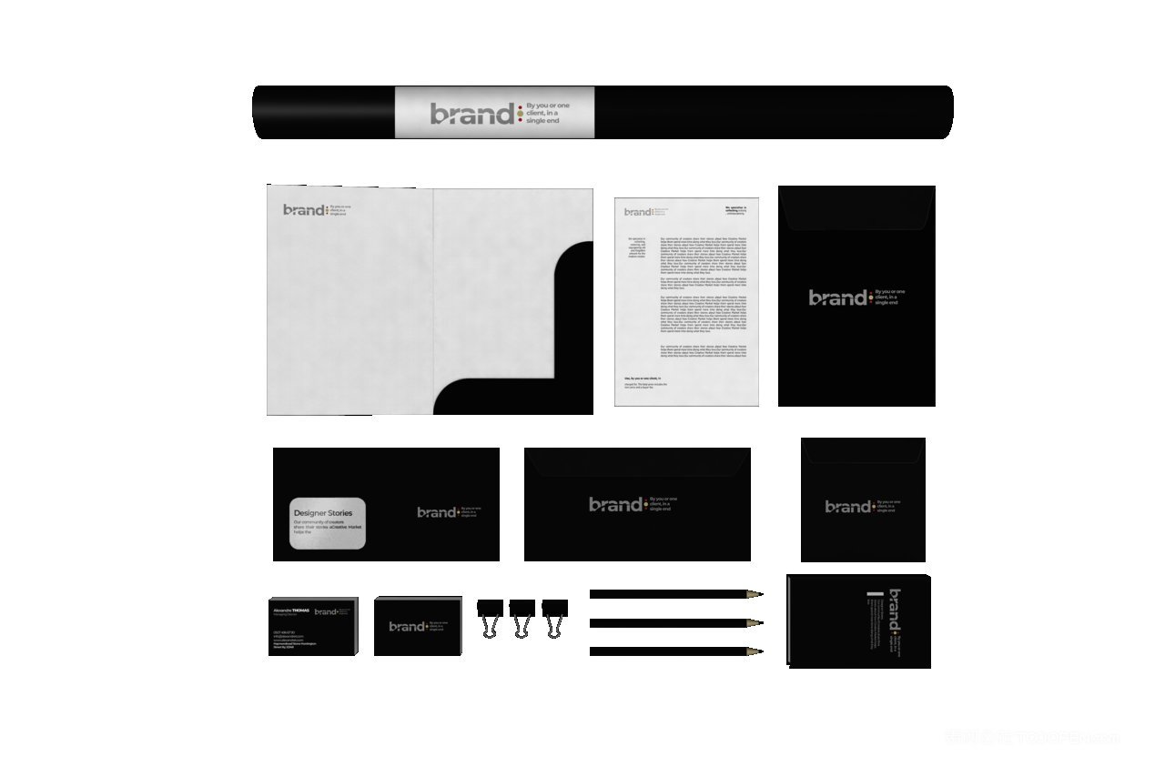 简洁商务黑办公文具名片企业ps黑色背景样机 (1)