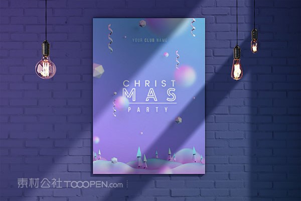 墙上圣诞节海报样机