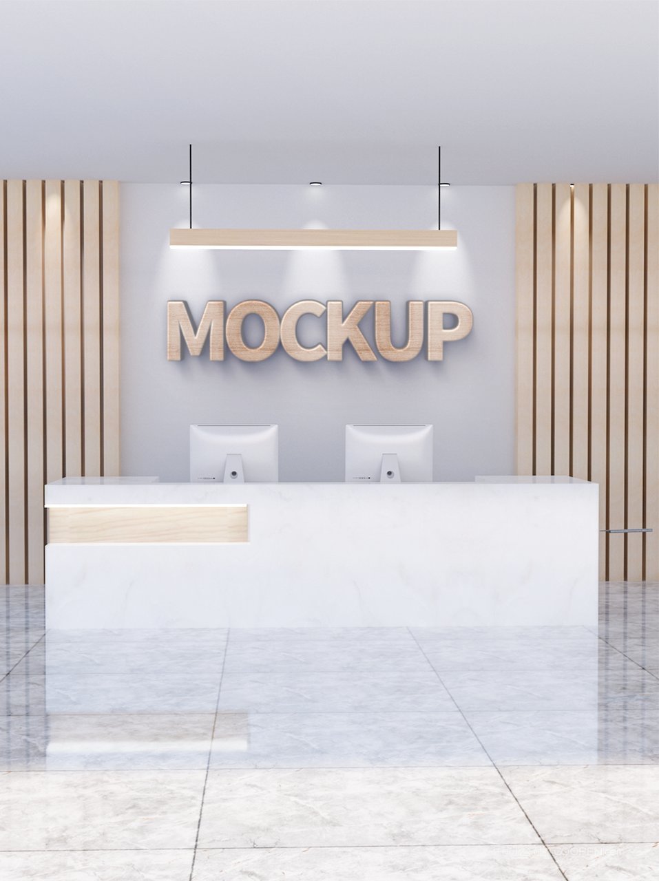 白色简洁前台形象墙logo标志样机前台样机 (15)